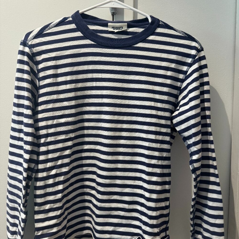 Sleepy Jones Blue and White Striped Tee